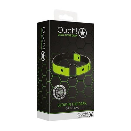 Ouch! Gitd Glow-in-the-Dark O-Ring Gag - Model X1 - Unisex Oral Pleasure Toy - Fluorescent Green
