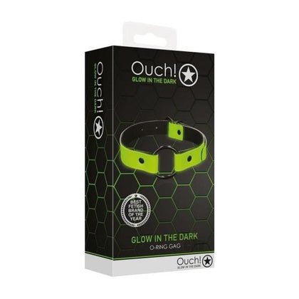 Ouch! Gitd Glow-in-the-Dark O-Ring Gag - Model X1 - Unisex Oral Pleasure Toy - Fluorescent Green - Adult Naughty Store