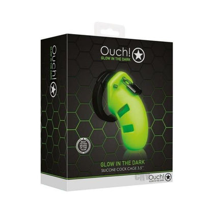 Ouch! Glow in the Dark Model 20 Cock Cage 3.5 - Unisex - Enhance Your Pleasure with Fluorescent Green Glow
