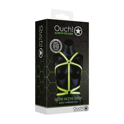 Ouch! Glow in the Dark Body Harness - S-m, Fluorescent Green, Unisex, Full Body Bondage Pleasure Experience - Adult Naughty Store