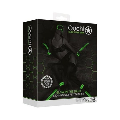 Introducing the Ouch! Bed Bindings Restraint Kit Gitd - The Ultimate Glow-in-the-Dark Bondage Experience - Adult Naughty Store