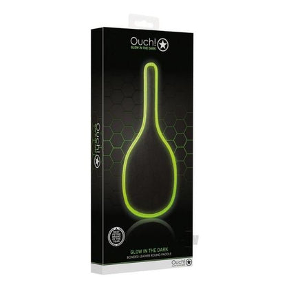 Ouch! Glow in the Dark Round Paddle - Model XG-500 - Unisex - Sensual Impact Play - Fluorescent Green