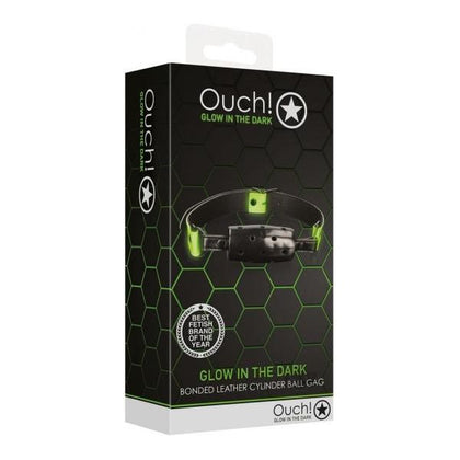 Ouch! Cylinder Gag Gitd - Glow in the Dark Ball Gag for Naughty Fun - Model X1 - Unisex - Enhance Sensual Play in the Dark - Fluorescent Green