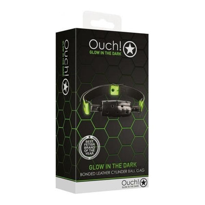 Ouch! Cylinder Gag Gitd - Glow in the Dark Ball Gag for Naughty Fun - Model X1 - Unisex - Enhance Sensual Play in the Dark - Fluorescent Green - Adult Naughty Store