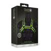 Ouch! Glow in the Dark Buckle Bulldog Harness L-XL - For Masculine Shape Enhancement, Bondage Play, Glow-in-the-Dark Fun - Fluorescent Green - Adult Naughty Store