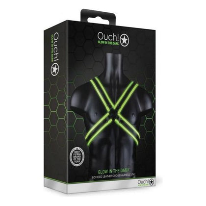 Ouch! Cross Harness Gitd S-m: The Ultimate Glow-in-the-Dark Bondage Experience for Men, Model X-100, Designed for Maximum Pleasure and Comfort in Fluorescent Green - Adult Naughty Store