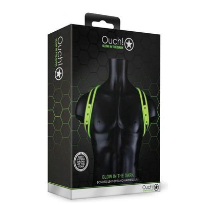 Ouch! Glow in the Dark Sling Harness - Model GITD-SM - Men's Bondage Sex Toy for Masculine Pleasure - Fluorescent Green - Adult Naughty Store