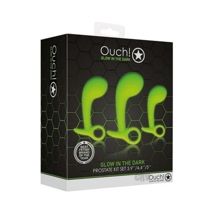 Ouch! Glow in the Dark Prostate Kit Set of 3 - Ultimate Pleasure for Men, Anal Stimulation, Fluorescent Green