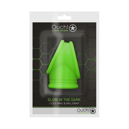 Ouch! Glow in the Dark Cock Ring Ball Strap Separator - Model X69 - Male - Intense Pleasure - Fluorescent Green - Adult Naughty Store