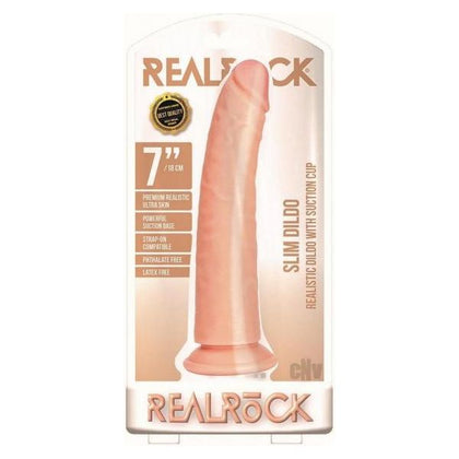 RealRock Slim 7 Vanilla - Lifelike Firm Dildo for G-Spot Stimulation - Hands-Free Suction Cup Base - Perfect for Beginners - Adult Naughty Store