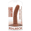 Realrock Curved Dildo 7 - Premium Realistic PVC, Phthalate Free, Latex Free, Strapon Compatible with Powerful Suction Base - Tan - Adult Naughty Store