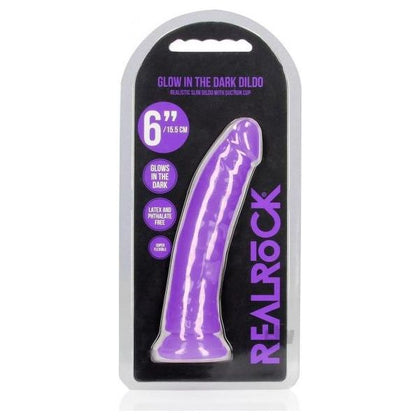 RealRock Slim Dildo 6 Gitd Purple - Illuminating Pleasure for All Genders and Sensual Delights - Adult Naughty Store