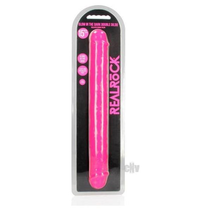 RealRock Glow in the Dark Double Dong - Model 15 Pink - Unisex Anal and Vaginal Pleasure Toy