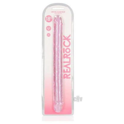 RealRock Crystal Clear Double Dong 18 Pink - Ultimate Pleasure for Both Genders, Perfect for Anal and Vaginal Stimulation