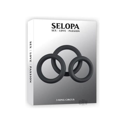 Selopas 3 Ring Circus Black Silicone Penis Rings Set for Enhanced Erection - Model 3RC-BLK - Male - Pleasure Enhancer - Black - Adult Naughty Store