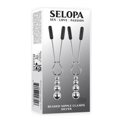 Selopa Stainless Steel Beaded Nipple Clamps - Model SLV-001 - Unisex - Sensual Pleasure - Silver - Adult Naughty Store