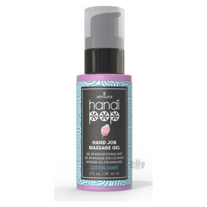 Introducing the Handipop Cotton Candy Massage Gel 2oz for Sensual Adventures - Model HP-MG2021 - Unisex Pleasure Aid - Deliciously Sweet Experience - Pink