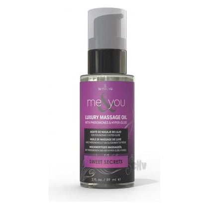 ME AND YOU Massage Oil - Sweet Secrets - 2oz - Luxury Gender-Friendly Massage Oil with Pheromones - For Sensual Massage - Intoxicating Aroma - Hypoallergenic - Silicone Infused - Longer Lasting Sensation - Enhances Intimacy and Attraction