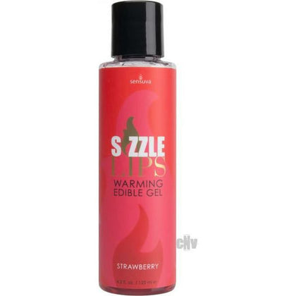 Introducing the SensationGel Sizzle Lips Warming Gel Strawberry 4.2oz - Enhance Your Intimate Moments with Irresistible Warmth! - Adult Naughty Store