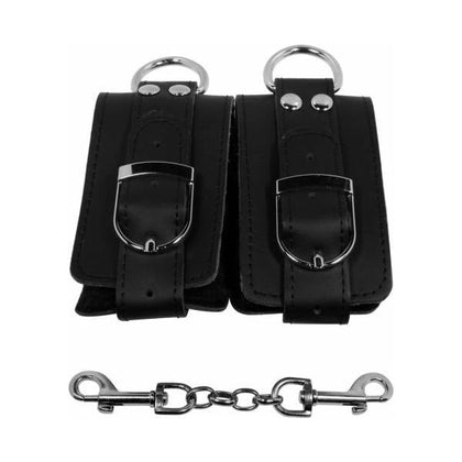 Strapped Plush Restraints Black - Luxurious Leather Cuffs for Sensual Bondage Play - Model SRT-9001 - Unisex - Enhance Pleasure and Intimacy - Black