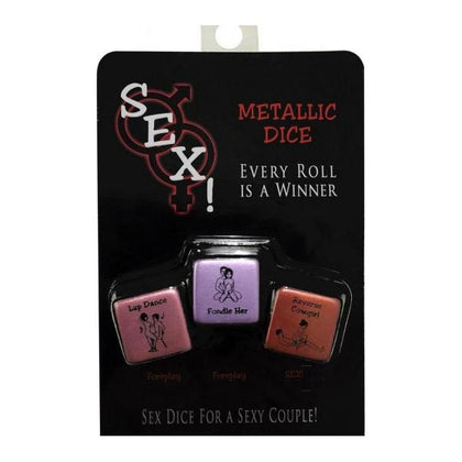 Introducing the Sensual Pleasures Metallic Sex Dice Set - Model SP-500X: For Couples, Foreplay, and Erotic Adventures in Vibrant Metallic Colors