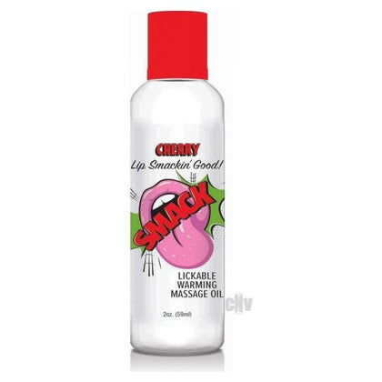 Smack Warming and Lickable Massage Oil - Cherry Flavored, 2oz Bottle