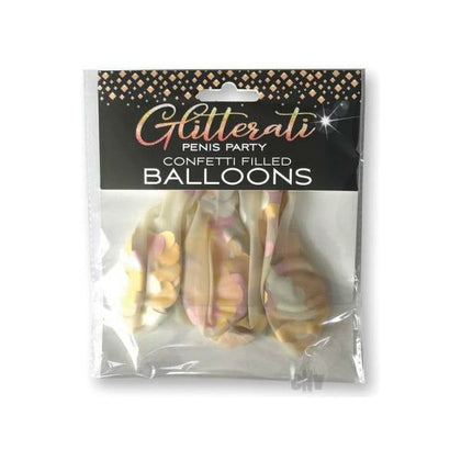 Glitterati Balloons 5pk - Sparkling Confetti-Filled Party Balloons in Gold, Rose Gold, Silver, and Bronze - Adult Naughty Store