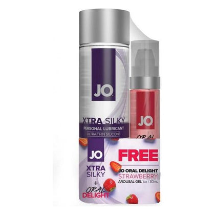 JO Xtra Silky-Oral Delight Set: Premium Silicone Lubricant and Arousal Gel Combo for Enhanced Pleasure - Model XSD-2021, Unisex, Intimate Stimulation, Strawberry - Adult Naughty Store