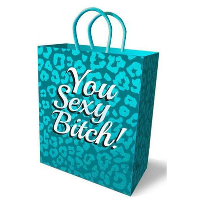 Luxury Pleasure Emporium Teal Blue Glitter Leopard Naughty Gift Bag - You Sexy Bitch!