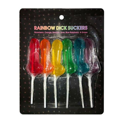 Introducing the PleasureX Rainbow Dick Suckers 6 Count Assorted Colors and Flavors - The Ultimate Oral Delight for All Genders! - Adult Naughty Store