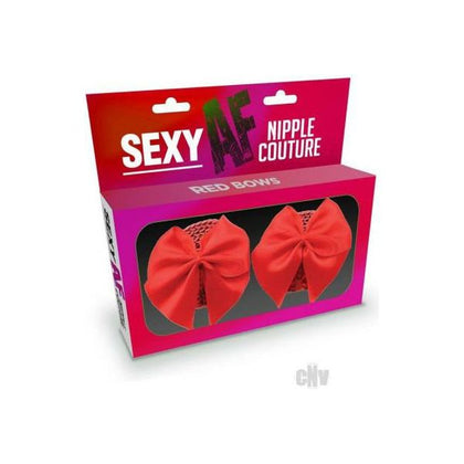 Sexy AF Nipple Couture Red Silicone Adhesive Reusable Nipple Bows - Sensual Lingerie for Women - Model: NA-12 - Enhance Pleasure - One Size