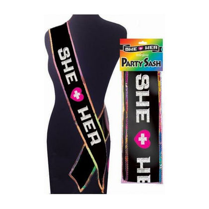 Introducing the Sensual Pleasures She + Her Glittery Sash - The Ultimate Bachelorette Party Essential - Adult Naughty Store