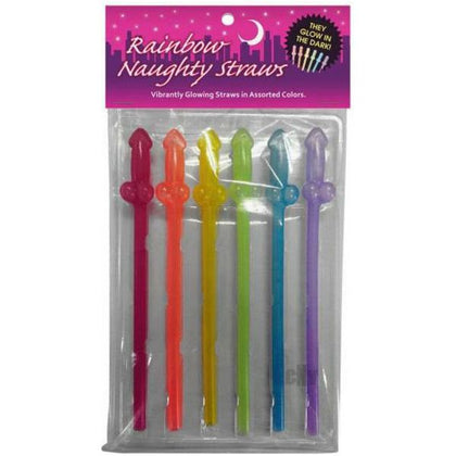 Glow Pleasure Co. GITD Rainbow Naughty Straws 6pk - Glow-in-the-Dark Fun for All Genders, Perfect for Adding a Playful Twist to Your Beverages