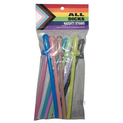 All Dicks Naughty Straws Rainbow - Vibrant Colored Penis-Shaped Straws for LGBTQ+ and Friends Events