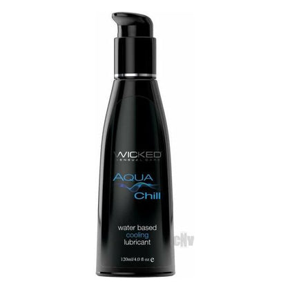 Wicked Aqua Chill Cooling Lube 4oz - Premium Water-Based Lubricant for Cool and Thrilling Pleasure - Model: Chill 4 - Gender: Unisex - Enhances Sensations for All Areas of Pleasure - Transluc - Adult Naughty Store