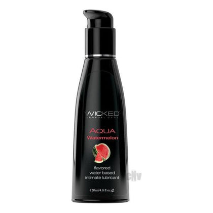 Wicked Aqua Watermelon Lube 4oz - Sensational Water-Based Personal Lubricant for Enhanced Oral Pleasure - Gender-Neutral - Deliciously Flavored and Kissable - Non-Sticky Formula - Intensify Intimate Moments - Vibrant Watermelon Color