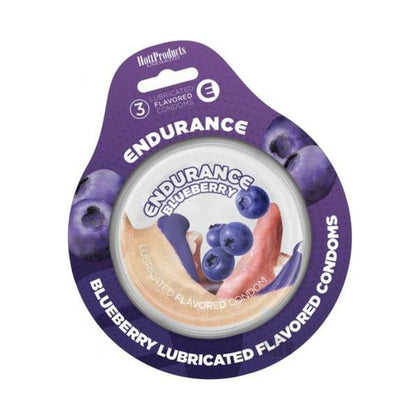 Endurance Blueberry Flavored Latex Condoms 3pk - Pleasure Enhancing Protection for Men and Women