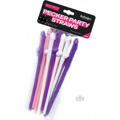 Bachelorette Party Pecker Straws 10pk - Fun and Flirty Pink, White, and Purple Sipping Straws for Memorable Celebrations!