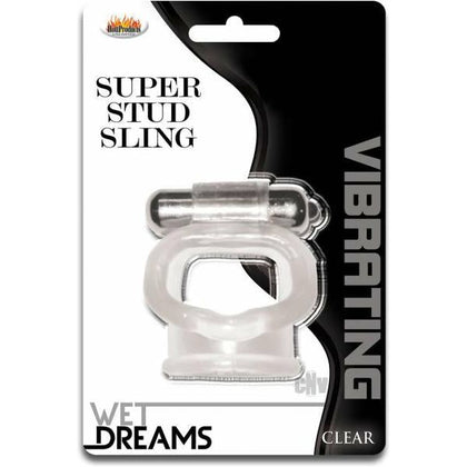 Wet Dreams Super Stud Sling Clear - Silicone Waterproof Vibrating Cock Ring for Enhanced Pleasure