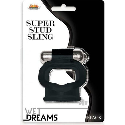 Wet Dreams Silicone Vibrating Super Stud Sling Black - Enhance Your Pleasure with Lasting Support and Powerful Vibrations - Adult Naughty Store