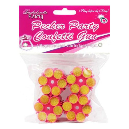 FunTime Pecker Party Confetti Gun Refills 4pk - Shiny Mylar Penis Shaped Confetti Cartridges for Unforgettable Celebrations - Adult Naughty Store