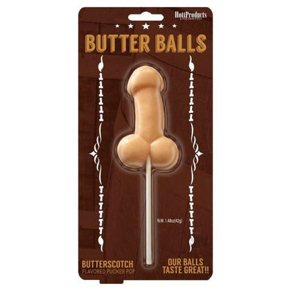 Butter Balls Butterscotch Flavored Pecker Pop - Adult Novelty Candy Lollipop for Oral Pleasure - Model BSCP-001 - Unisex - Delicious Butterscotch Flavour - Golden Brown - Adult Naughty Store