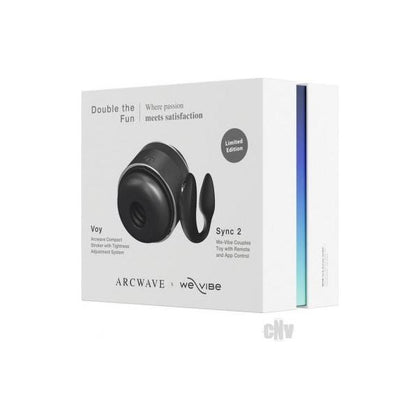 Arcwave Double The Fun Black - Compact Manual Stroker with Tightness Adjustment System and Adjustable C-Shape Vibrator with Remote and App Connectivity for Both Partners - Model: Arcwave Voy and We-Vibe Sync 2 - Intensify Your Pleasure and Take Control