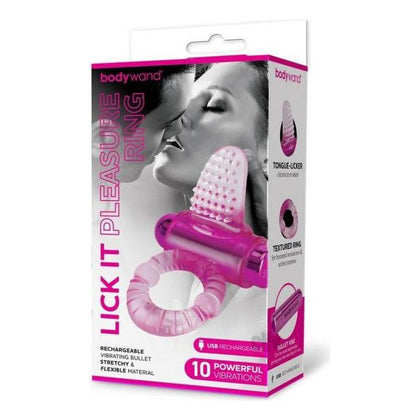 Introducing the Bodywand Rechargeable Lick It Pleasure Pink Vibrating Ring - Model 10X, for Couples, for Enhanced External Stimulation and Mutual Pleasure in Pink