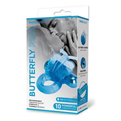 Introducing the Bodywand Recharge Butterfly Blue Clitoral Stimulator with 10 Vibration Modes - Unleash Extraordinary Pleasure for Her