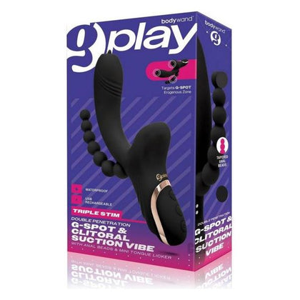 Bodywand G-Play G-Spot and Clitoral Suction Vibe with Anal Beads - Model G-Play Black