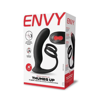 Envy Thumbs Up Black Prostate Vibrating Cock Ring - Model X123 - Male Pleasure Device