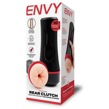 ENVY Toys Squeezable Rear Clutch Vibrating Anal Stroker EC-01, Unisex, Backdoor Pleasure, Black