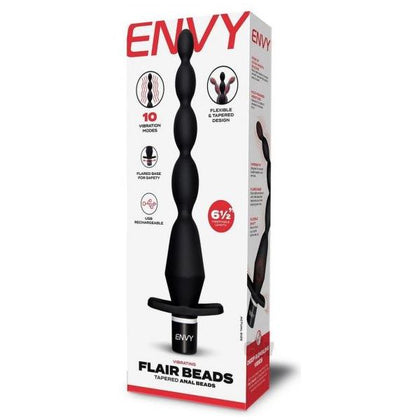 ENVY Toys Vibrating Flair Beads Vibe 10 Modes - Model X2021 - Unisex Anal Stimulator - Midnight Black