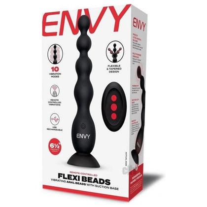 ENVY Toys Remote Flexi Beads - Anal Beads with Remote Control, Suction Base, 10 Vibration Modes, Hands-Free Experience, Unisex, for Anal Play, Black